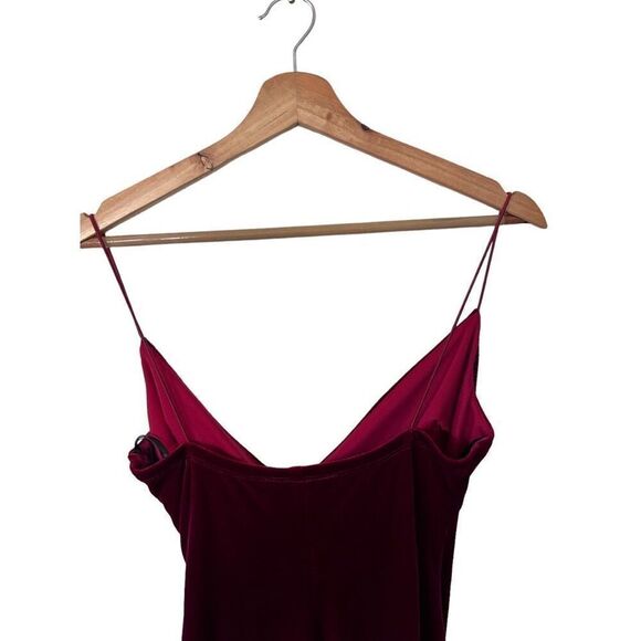 Rampage Vintage Y2K Velour Red Velvet Faux Wrap Rhinestone Mini Dress Size S - Picture 7 of 13